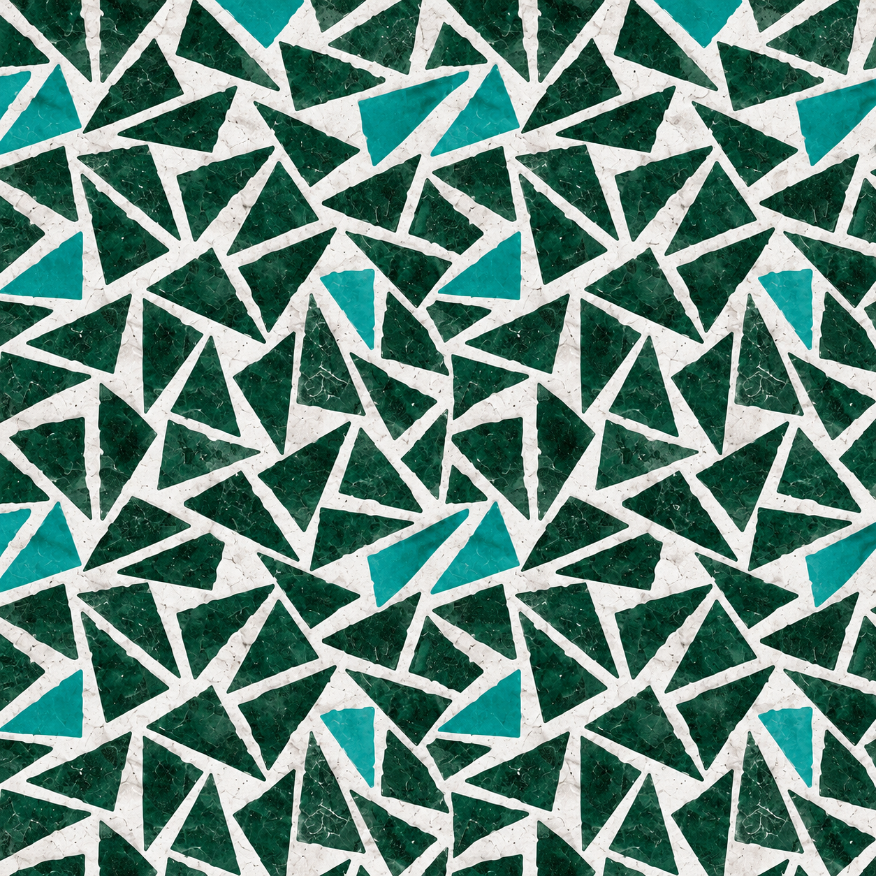 Emerald, Teal and White Triangular Mosaic Tile Texture preview showing a surface ceramic texture