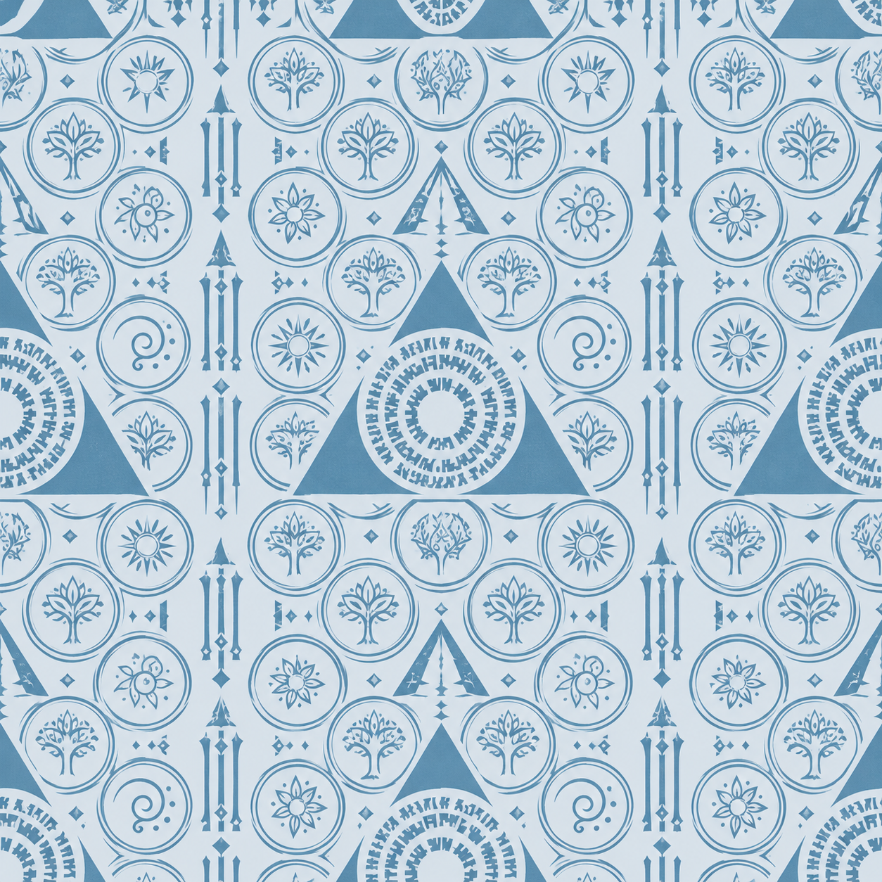 Pale Blue Botanical Medallion and Vine Pattern Texture preview showing a industrial other texture