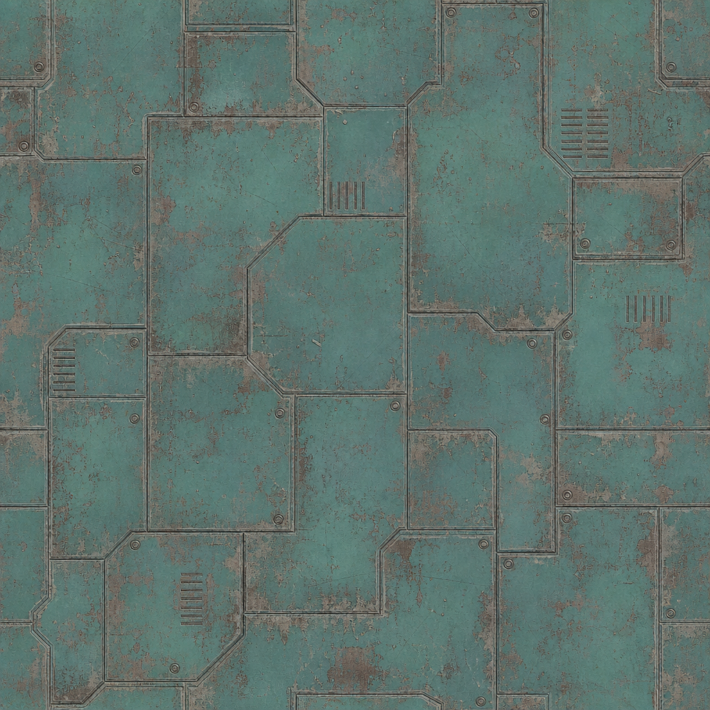 Weathered Teal Sci-Fi Panel Texture preview showing a worn sci-fi texture