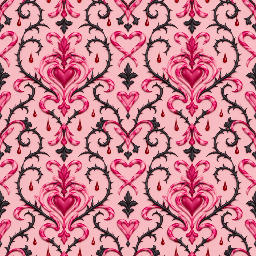 Blush Pink Baroque Heart Scroll Texture preview showing a polished ground texture