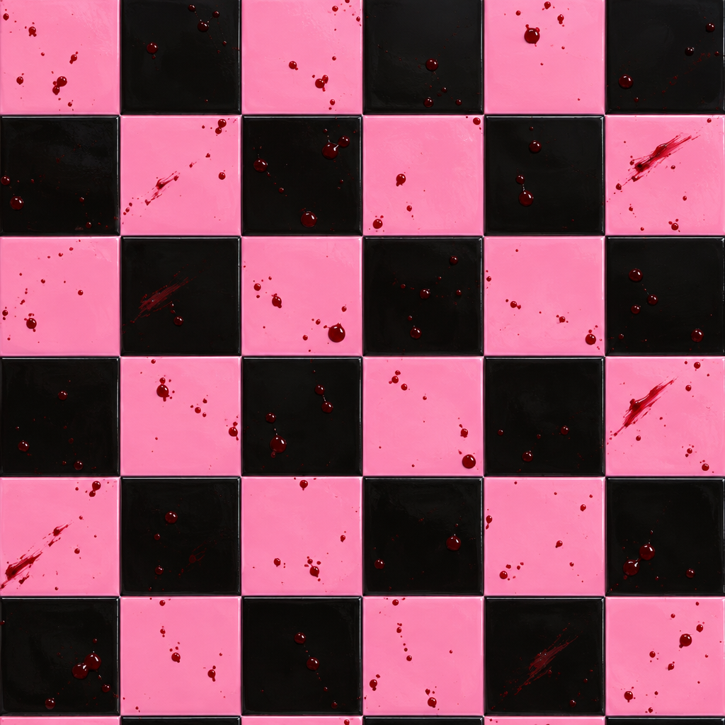 Glossy Pink and Black Grid Tile Texture preview showing a polished ceramic texture
