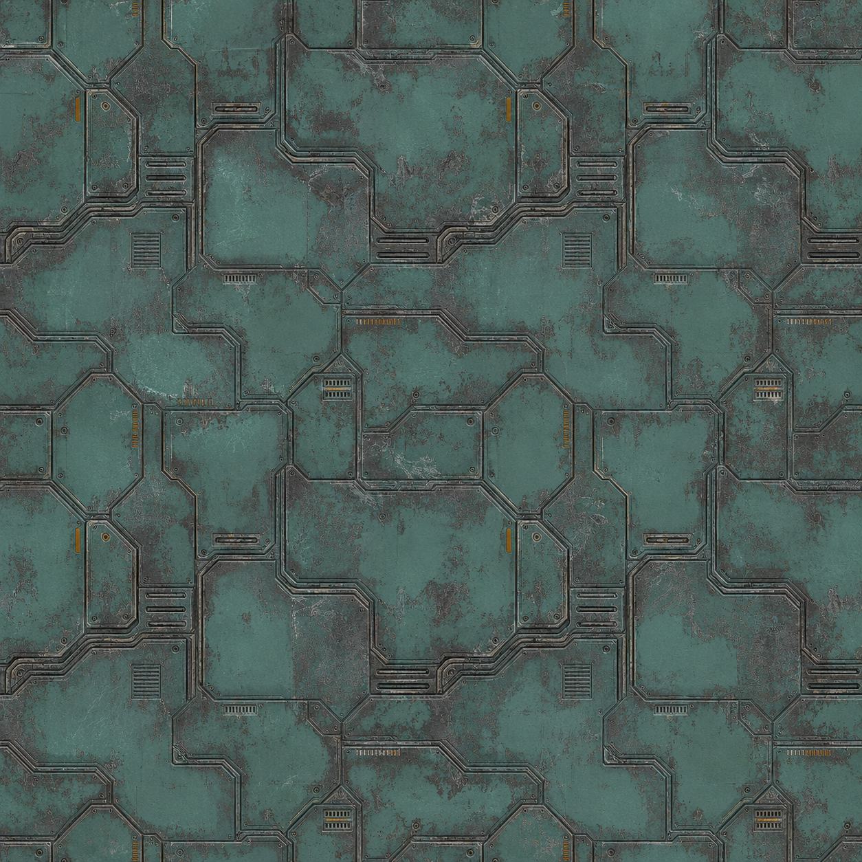 Weathered Teal Modular Sci-Fi Panel Texture