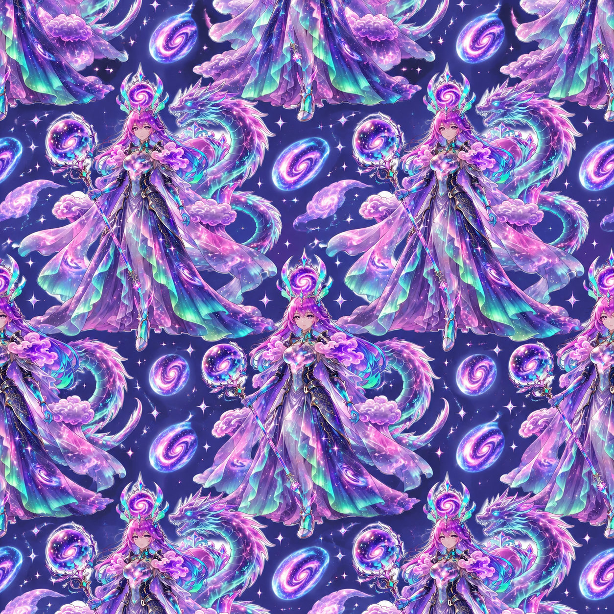 Violet and Teal Fantasy Illustration Repeat Texture preview showing a stylized ground texture