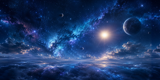 Starlit Blue-violet Nebula Horizon HDRI Sphere preview showing a 360-degree HDRI environment sphere