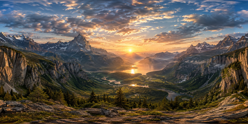 Blue Alpine Lake, Warm Sunset Cloud-streak HDRI Sphere preview showing a 360-degree HDRI environment sphere