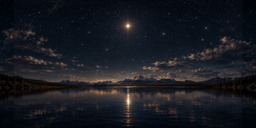 Starry Blue Mountain Lake Under Broken Night Clouds HDRI Sphere preview showing a 360-degree HDRI environment sphere