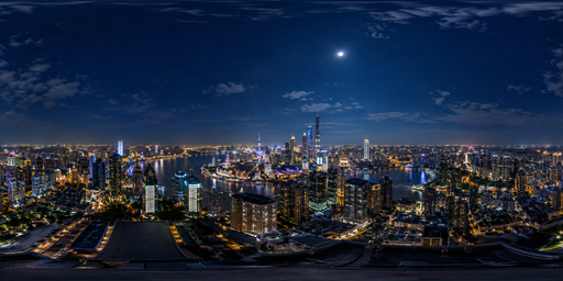 Deep Blue Night-city Grid And Skyline HDRI Sphere preview showing a 360-degree HDRI environment sphere