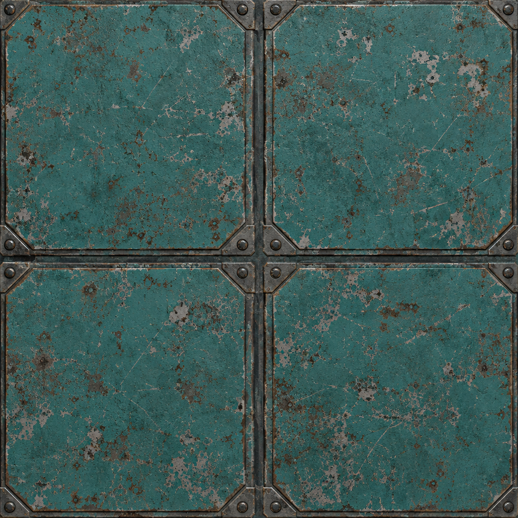 Teal Rusted Octagonal Metal Plate Texture preview showing a worn metal texture