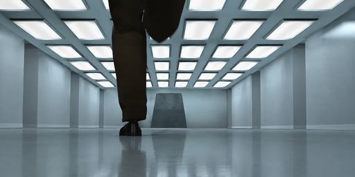 Cool Gray Futuristic Corridor With White Grid Lights HDRI Sphere preview showing a 360-degree HDRI environment sphere