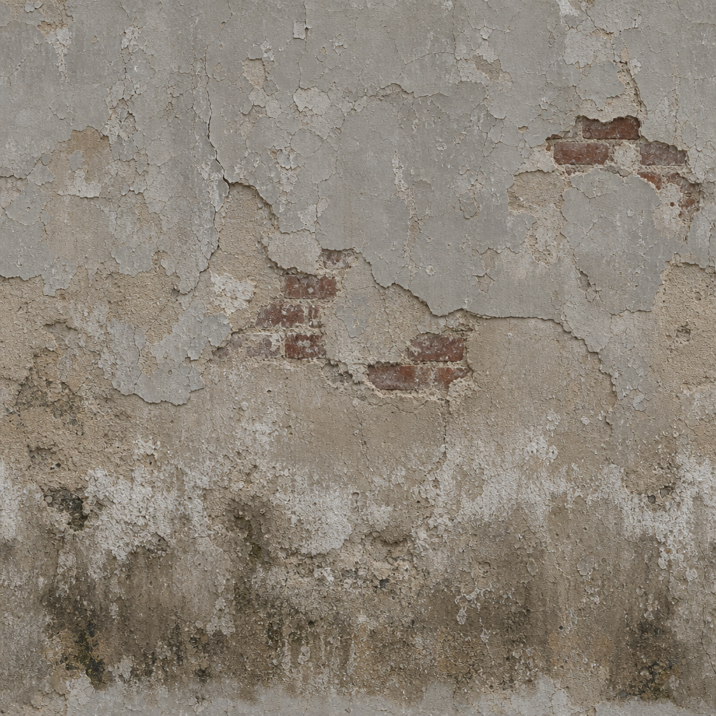 Ash Gray Stippled Plaster with Brick Patches Texture preview showing a worn concrete texture