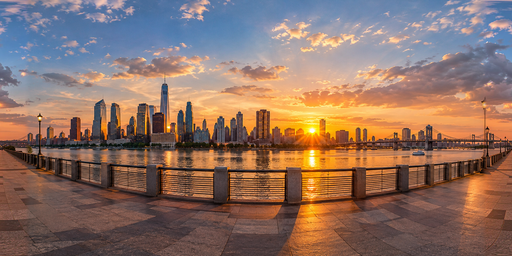 Golden-cloud Sunset City Waterfront HDRI Sphere preview showing a 360-degree HDRI environment sphere
