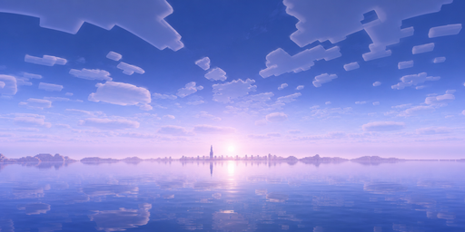 Lavender Pixel-cloud Sunrise Lake HDRI Sphere preview showing a 360-degree HDRI environment sphere
