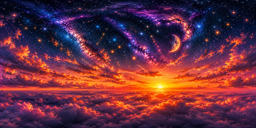 Violet Starfield Over Orange Sunrise Clouds HDRI Sphere preview showing a 360-degree HDRI environment sphere
