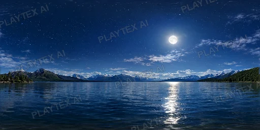 Moonlit Blue Alpine Lake HDRI Sphere preview showing a 360-degree HDRI environment sphere