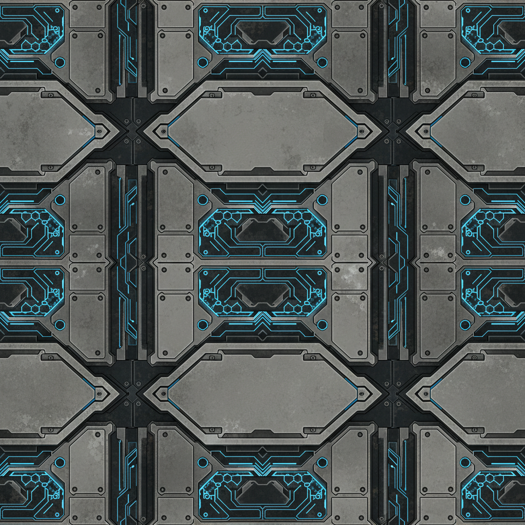 Dark Blue Sci Fi Panel Metal Silver Texture