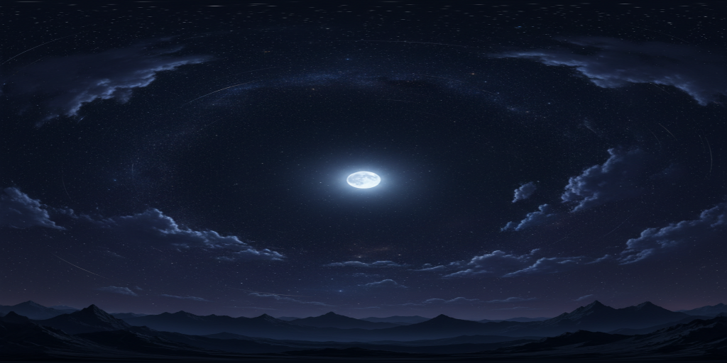 Moonlit Desert Mountains HDRI Sphere preview showing a 360-degree HDRI environment sphere