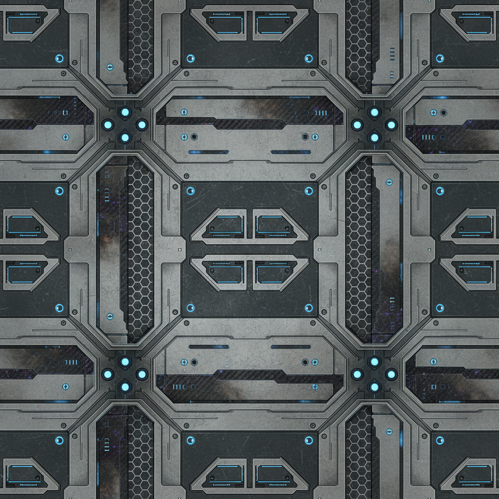 Dark Gray Sci Fi Panel Metal Blue Accents Black Texture