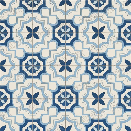 White Geometric Blue Ceramic Texture