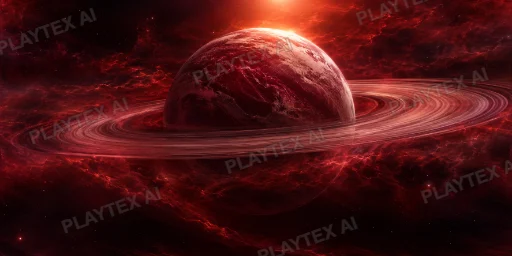 Crimson Ringed Planet Nebula HDRI Sphere preview showing a 360-degree HDRI environment sphere
