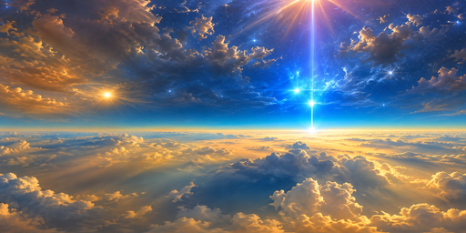 Blue And Gold Triple-light Cloudscape HDRI Sphere preview showing a 360-degree HDRI environment sphere