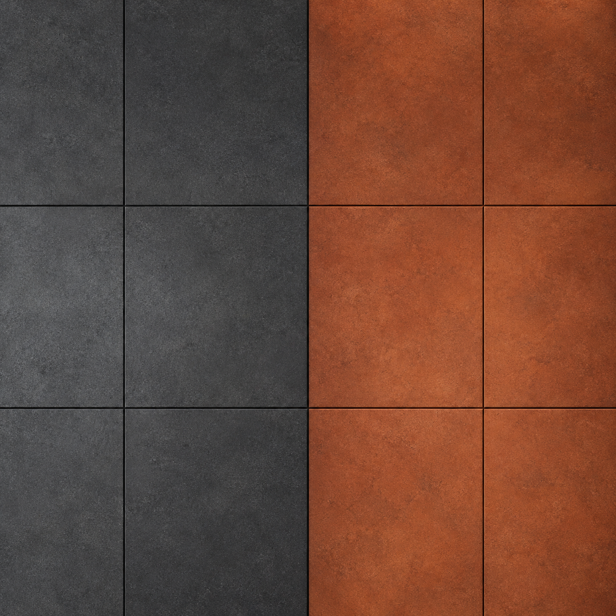 Charcoal and Rust-Orange Rectangular Metal-Grid Texture preview showing a rough metal texture