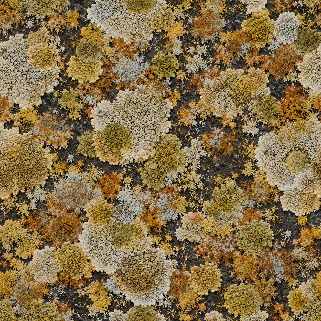 Olive and Cream Lichen on Dark Rock Texture preview showing a worn stone texture