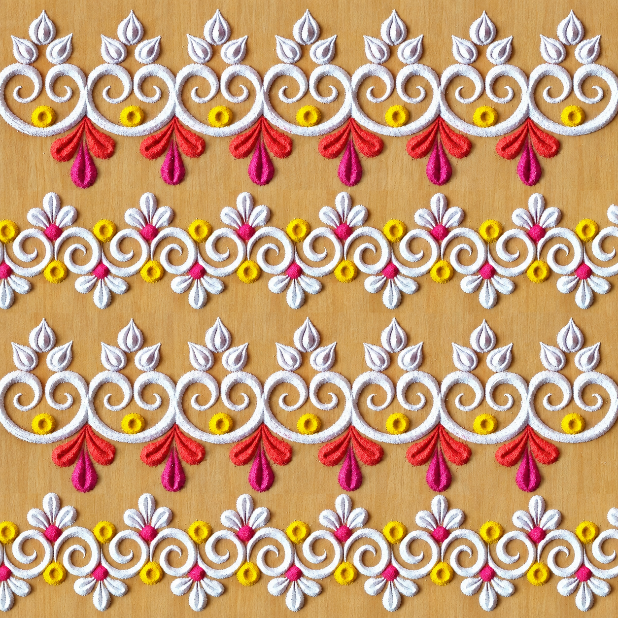 Tan Fabric with White, Red, and Magenta Floral Embroidery Texture preview showing a industrial fabric texture