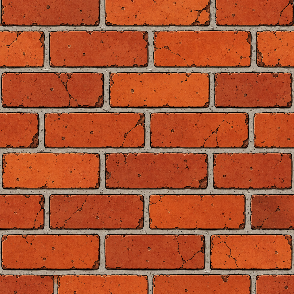 Cracked Terracotta-Red Staggered Brick Wall Texture preview showing a rough brick texture