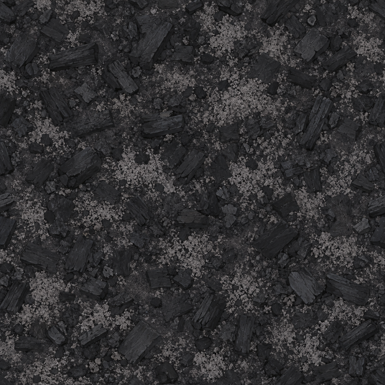 Black Charcoal Fragment Aggregate Texture preview showing a industrial ground texture