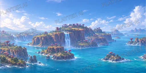 Turquoise Waterfall Island Archipelago HDRI Sphere preview showing a 360-degree HDRI environment sphere