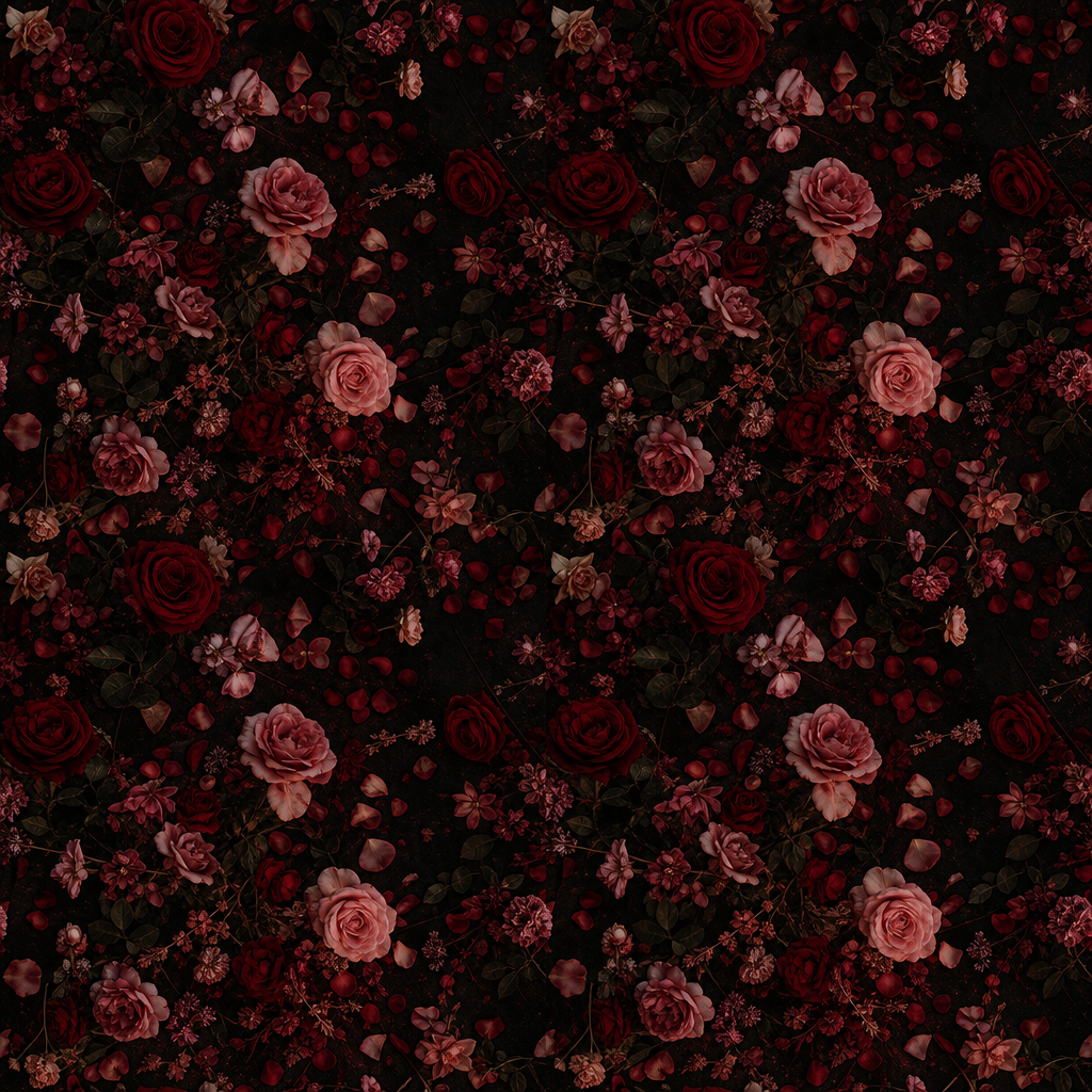 Burgundy Rose and Dusty-Pink Floral Repeat Texture texture asset preview