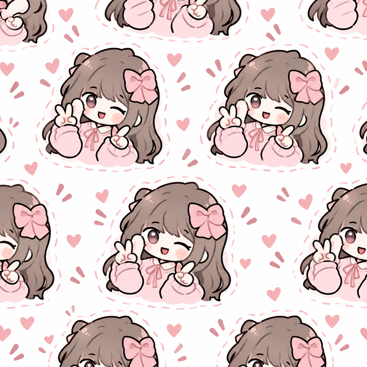 White Kawaii Portrait Heart Print Texture preview showing a surface other texture