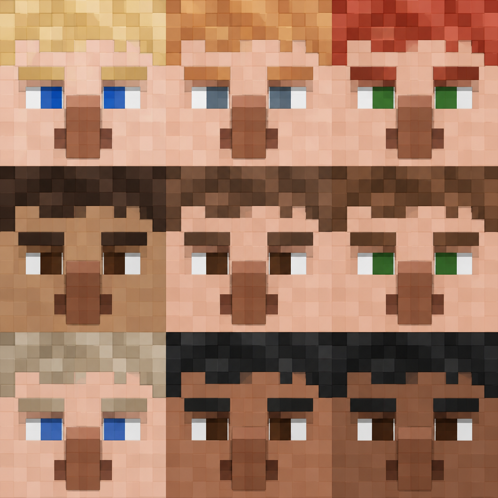 Pixel-Art Human Face Panel Texture preview showing a rough skin texture