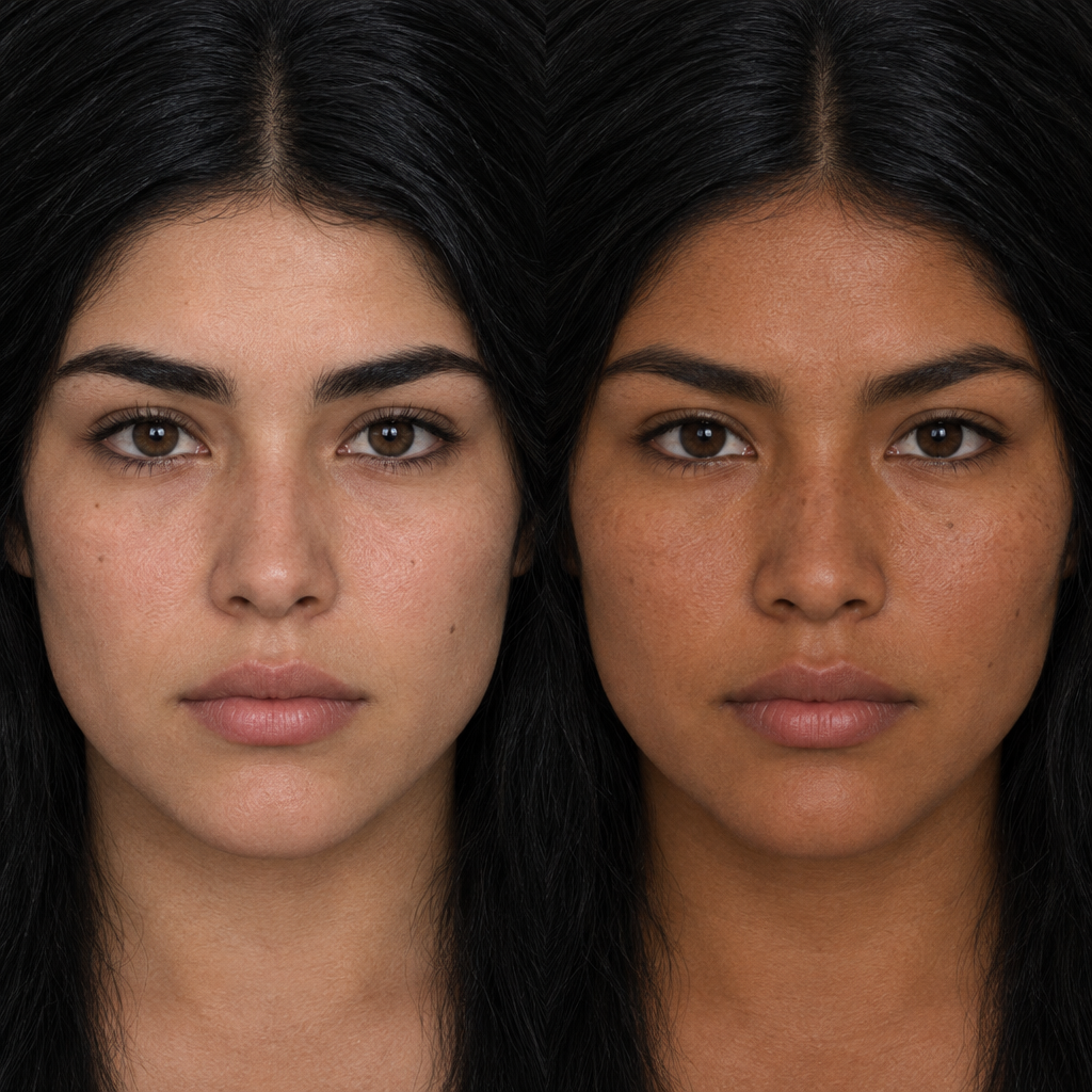 Paired Warm-Tan and Brown Portrait Skin Texture preview showing a surface skin texture
