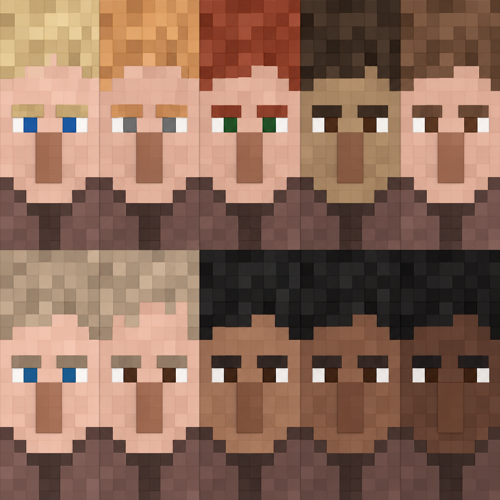 Warm-Tone Pixel-Art Character Mosaic Texture preview showing a surface ceramic texture