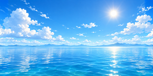 Blue Open-water Horizon With Cumulus Clouds At Noon HDRI Sphere preview showing a 360-degree HDRI environment sphere