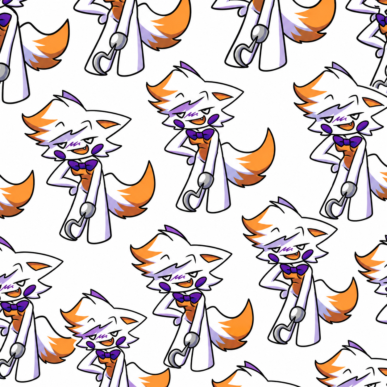 Orange White Cartoon Fox Character Pattern Texture preview showing a stylized fabric texture
