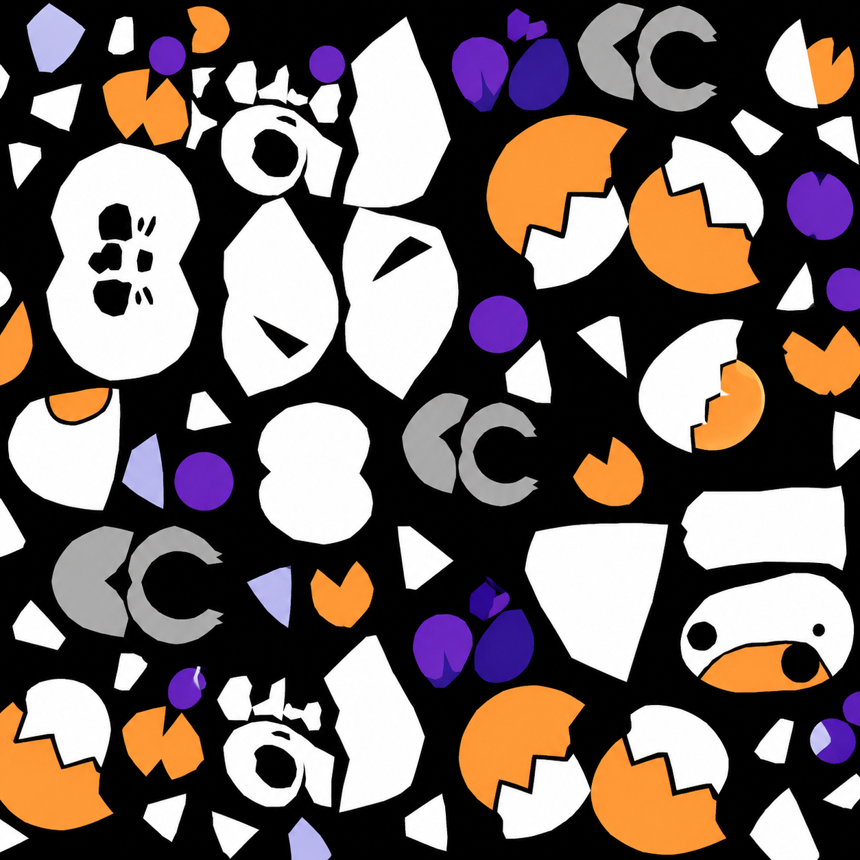 Black Orange Purple Eggshell Collage Pattern Texture preview showing a rough fabric texture