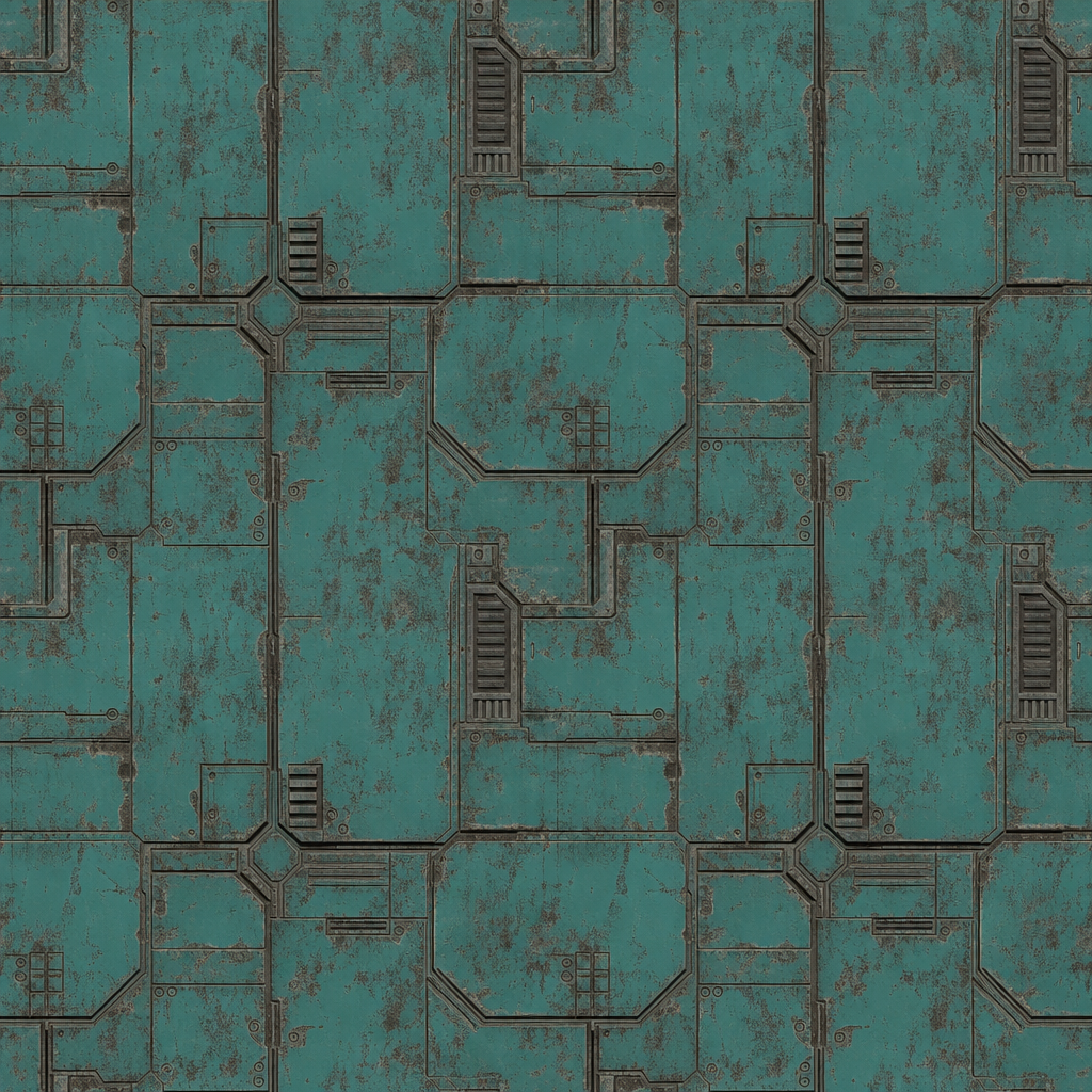 Weathered Teal Sci-Fi Vent Panel Texture preview showing a worn sci-fi texture