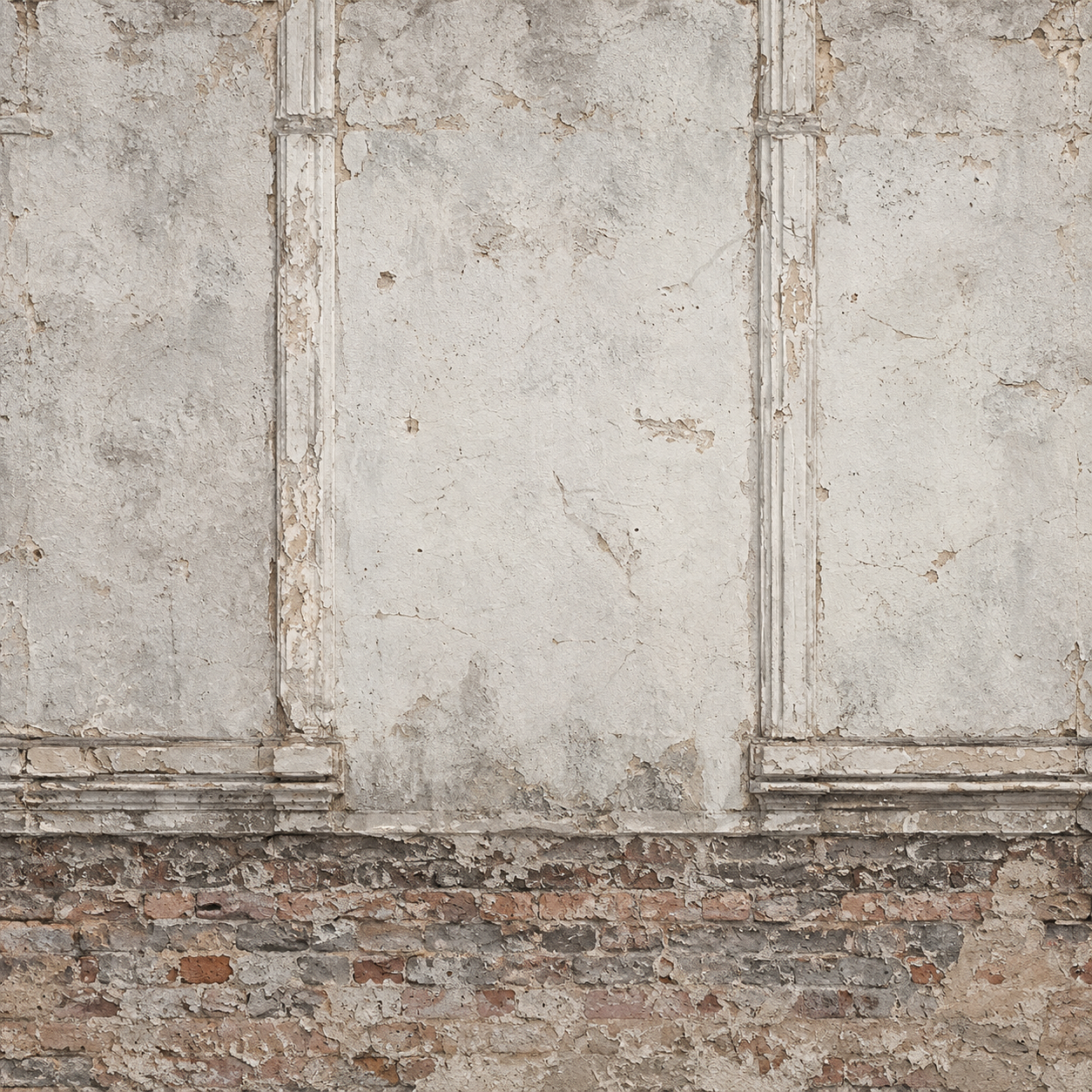 Chalky Beige Classical Plaster Facade with Brick Course Texture preview showing a worn facade texture