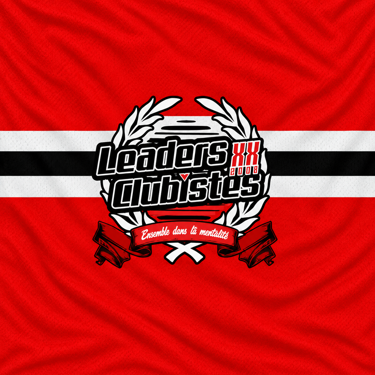 Red Fabric with White and Black Crest Print Texture preview showing a surface fabric texture