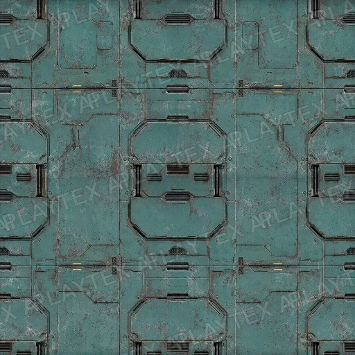 Oxidized Teal Sci-Fi Floor Hatch Texture