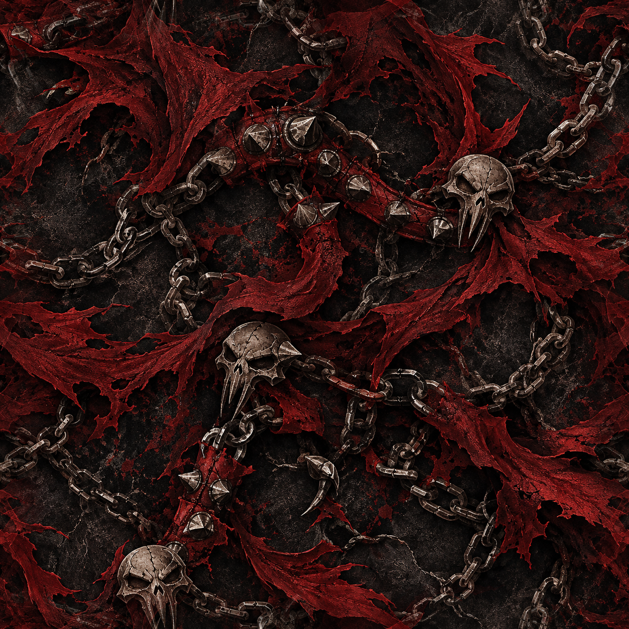 Gothic Red Cloth And Steel Chains Texture