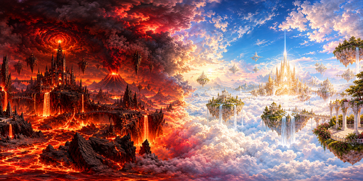 Fire And Cloud Kingdoms Split By Bright Dusk HDRI Sphere preview showing a 360-degree HDRI environment sphere