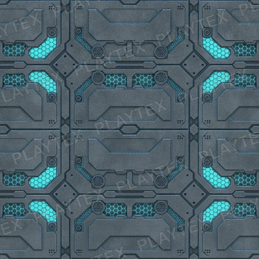 Dark Gray Sci Fi Panel Metal Blue Accents Texture