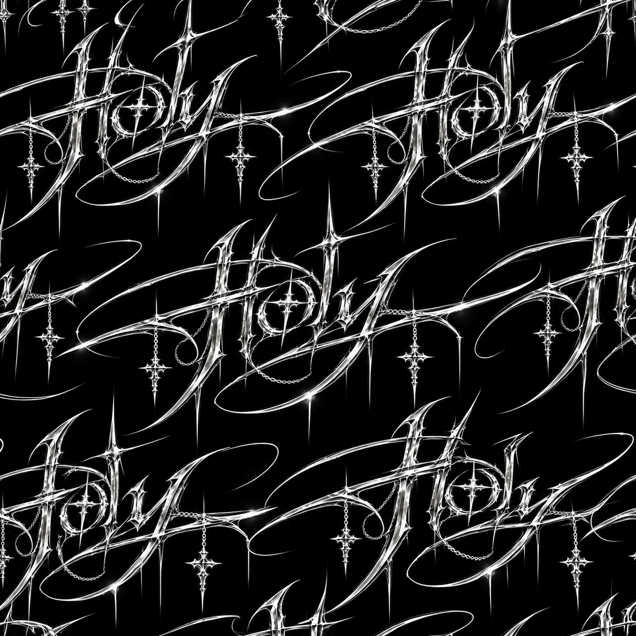 Black-and-Silver Scrollwork-Star Decorative Panel Texture preview showing a industrial ground texture