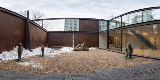 Snowy Glass-walled Courtyard Under Gray Overcast HDRI Sphere preview showing a 360-degree HDRI environment sphere