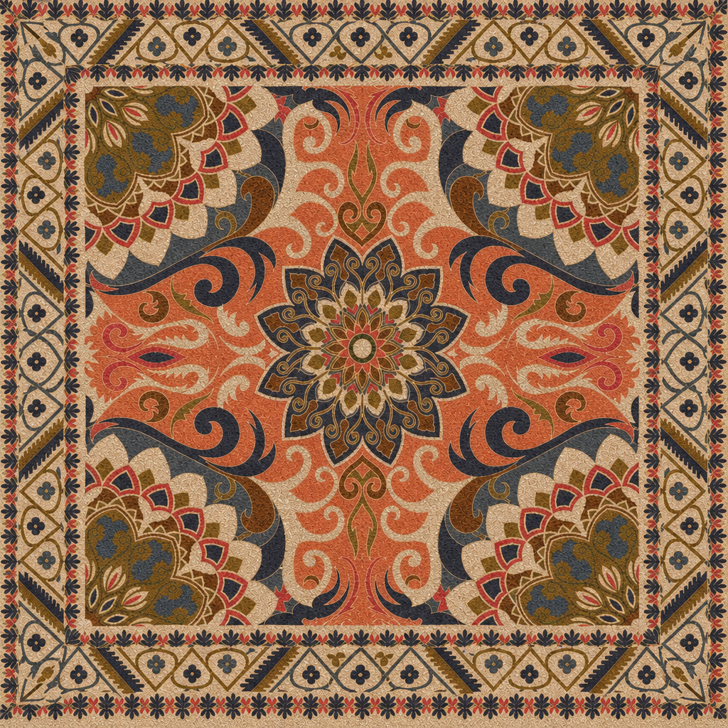 Ornate Terracotta Persian Carpet Texture preview showing a surface ceramic texture