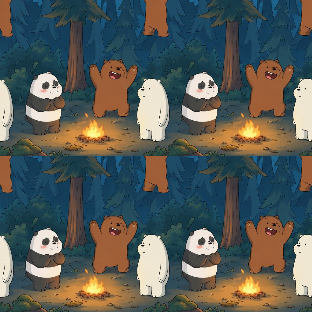 Midnight Blue Woodland Animals around Campfire Texture preview showing a natural other texture