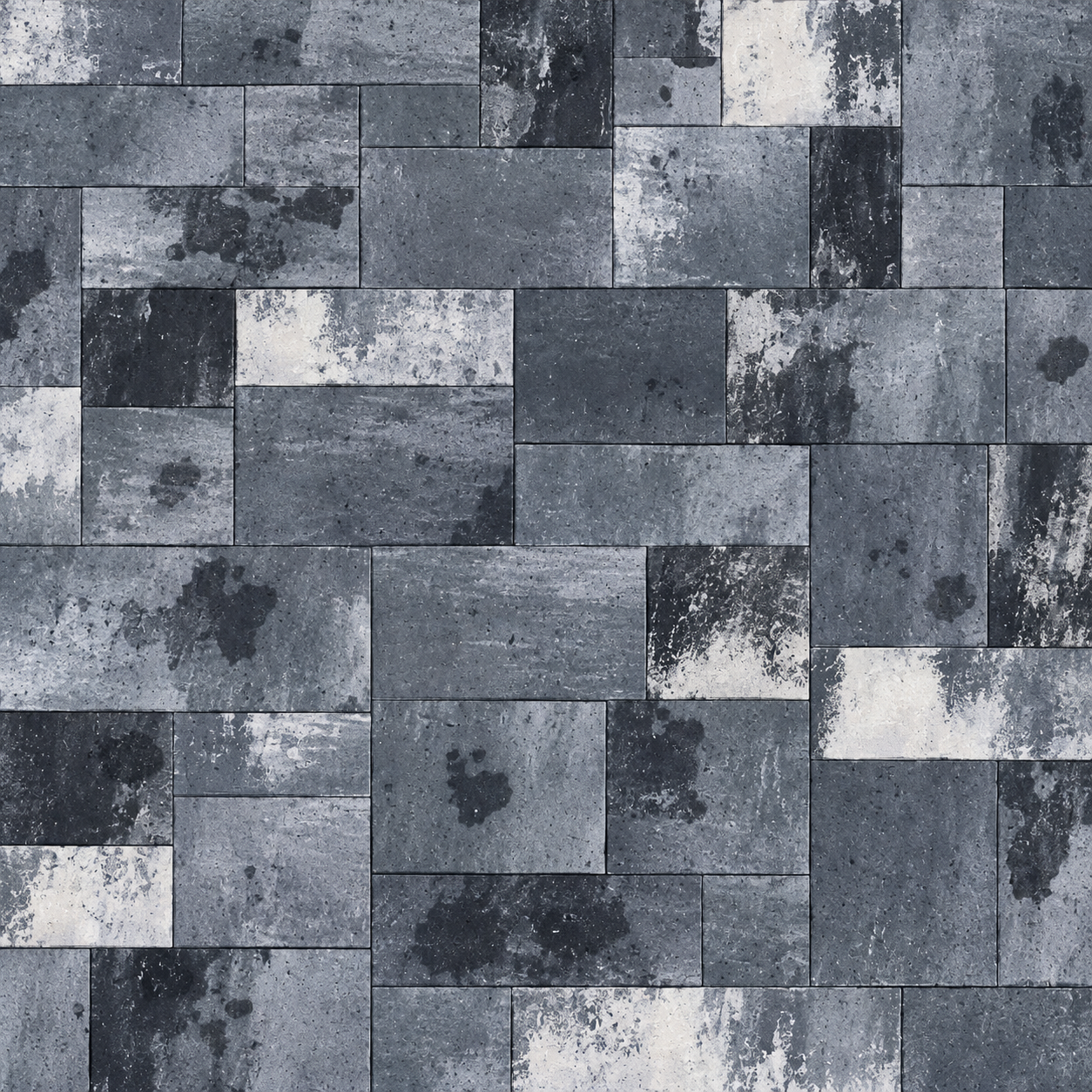 Charcoal Gray Rectangular Stone Pavers with Dark Weathering Texture preview showing a worn stone texture